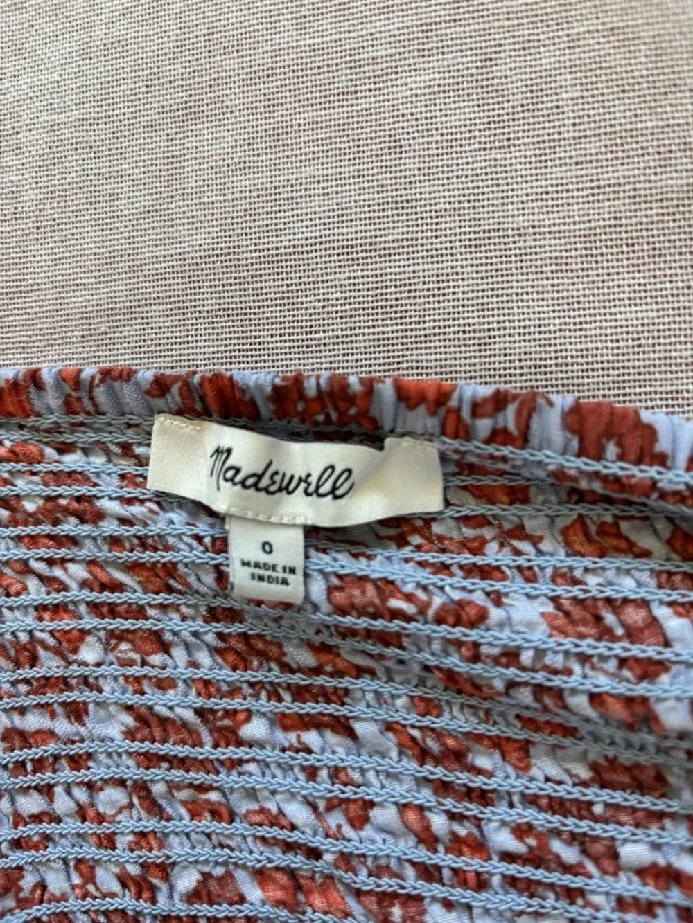 Madewell Rust Floral Square-Neck Puff Sleeve Top